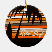 Cool Retro Surf Kerstversiering Keramisch Ornament (Voorkant)