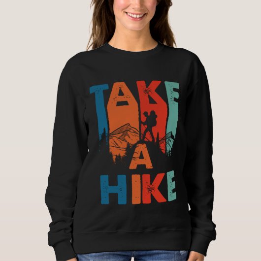 Cool Retro Take A Hike Mountain Climber Hiking Tra Trui (Voorkant)