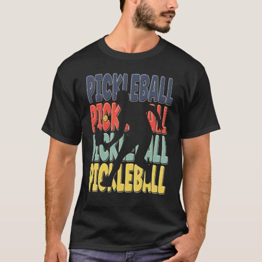 Cool Retro Tekst Silhouet Pickleball T-shirt (Voorkant)