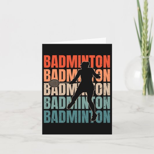 Cool Retro Text Silhouette Badminton Kaart (Voorkant)