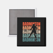 Cool Retro Text Silhouette Badminton Magneet (Voorkant / Achterkant)