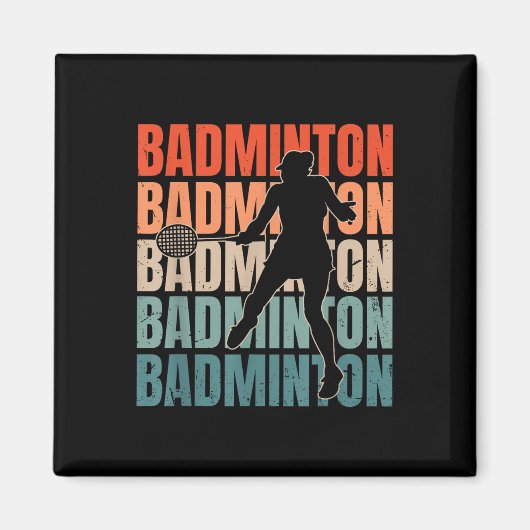 Cool Retro Text Silhouette Badminton Magneet (Voorkant)