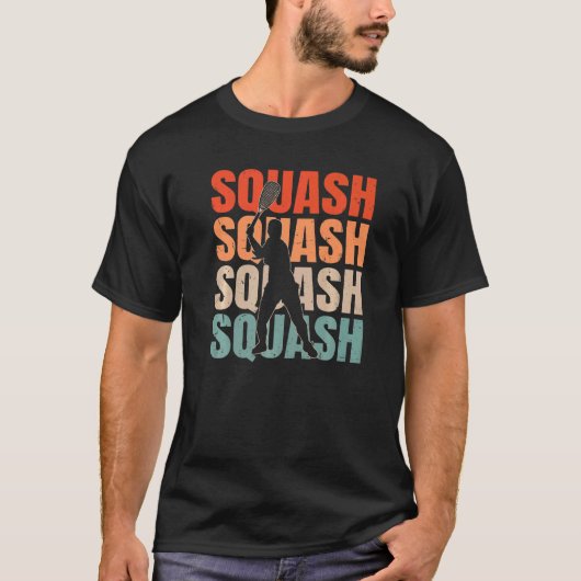 Cool Retro Text Silhouette Squash T-shirt (Voorkant)