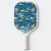Cool Retro Tropische Hawaiian Surfer aangepaste te Pickleball Paddle (Voorkant)