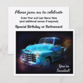 Cool Retro Truck Birthday of Retirement Party Kaart (Voorkant / Achterkant)