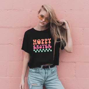 Cool Retro typografie Hoppy Easter T-shirt