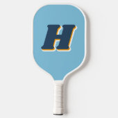 Cool Retro Typography Monogram Initial | Blue Pickleball Paddle (Achterkant)