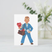 Cool retro  Valentijn Boy Briefkaart (Staand voorkant)