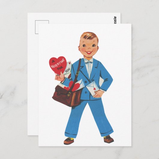 Cool retro  Valentijn Boy Briefkaart (Voorkant / Achterkant)
