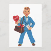 Cool retro  Valentijn Boy Briefkaart (Voorkant)