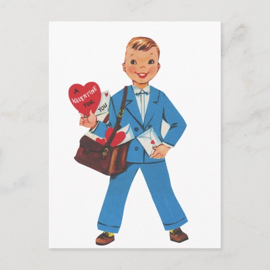 Cool retro  Valentijn Boy Briefkaart (Voorkant)