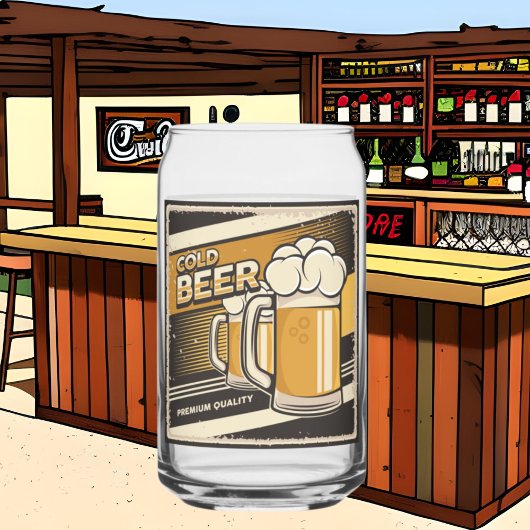 Cool retro vintage bierliefhebbers blikvorm glas