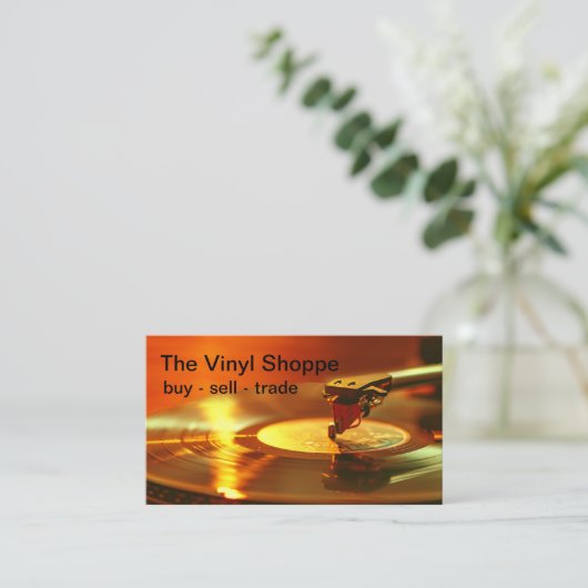 Cool Retro Vinyl Records Store Visitekaartje (Staand voorkant)