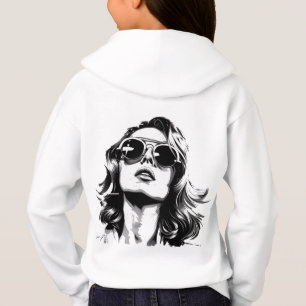 Cool Retro Vrouwenportret Hoodie