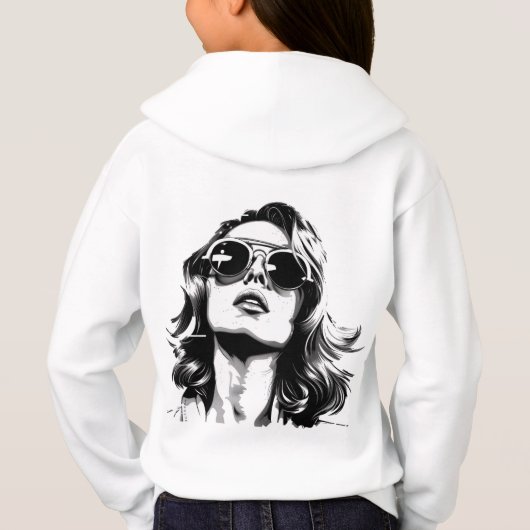 Cool Retro Vrouwenportret Hoodie (Achterkant)