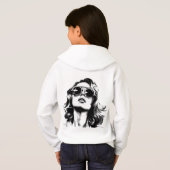 Cool Retro Vrouwenportret Hoodie (Achterkant volledig)