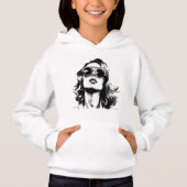 Cool Retro Vrouwenportret Hoodie (Voorkant)