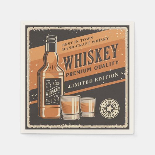 Cool retro whisky liefhebbers servet (Voorkant)