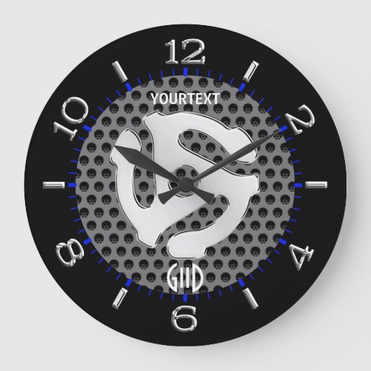 COOL Retro Yellow 45 spacer DJ Wijzerplaat op een Grote Klok (Voorkant)