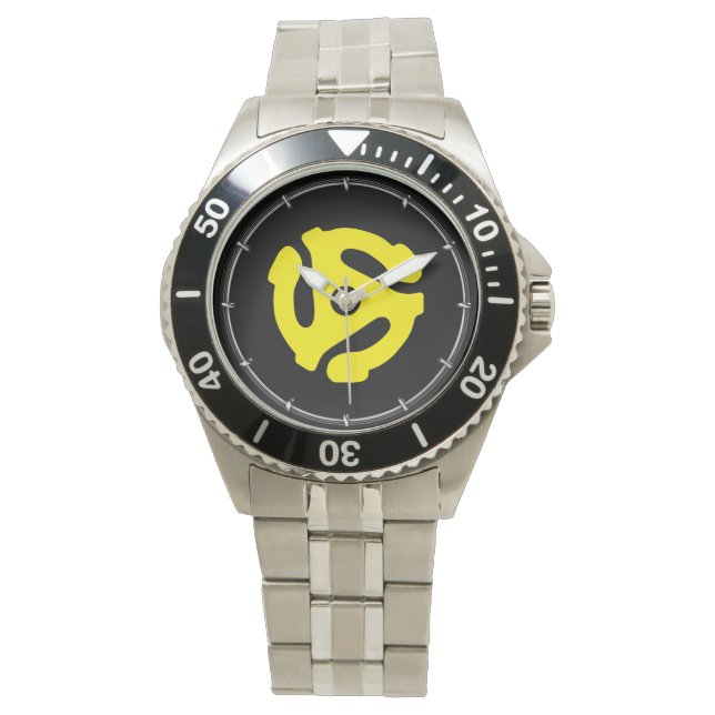 COOL Retro Yellow 45 voorzetkamer DJ Horloge (Voorkant)