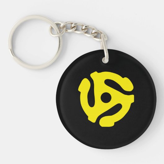 COOL Retro Yellow 45 voorzetkamer DJ Sleutelhanger (Voorkant)