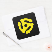 COOL Retro Yellow 45 voorzetkamer DJ Vierkante Sticker (Envelop)