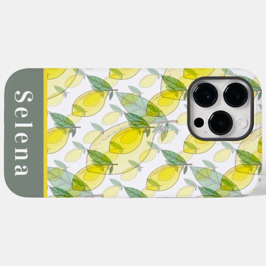 Cool Retro Yellow Black Lemon Patroon Case-Mate iPhone Case (Achterkant (horizontaal))