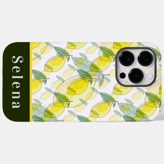 Cool Retro Yellow Black Lemon Patroon Case-Mate iPhone Case (Achterkant (horizontaal))