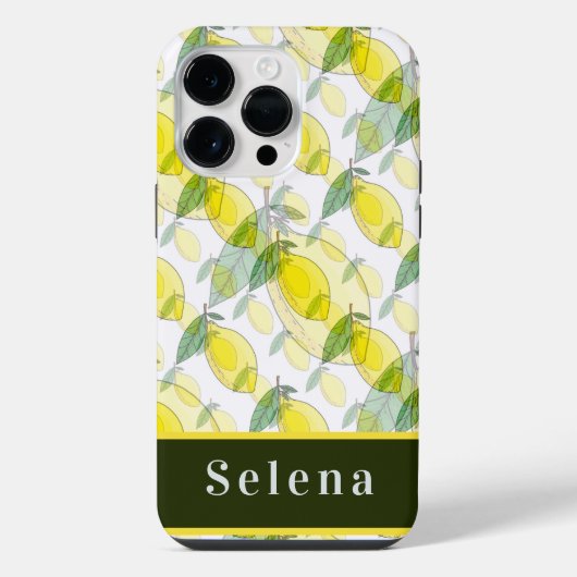 Cool Retro Yellow Black Lemon Patroon iPhone Hoesje (Achterkant)