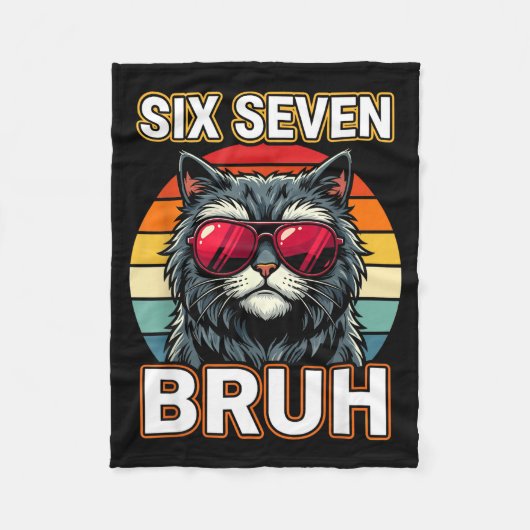 Cool Retro Zes Zeven Bruh Kat Sungles Meme 67  Fleece Deken (Voorkant)