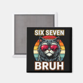 Cool Retro Zes Zeven Bruh Kat Zonnebril Meme 67 Magneet (Voorkant / Achterkant)