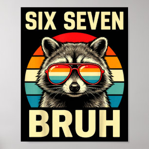 Cool Retro Zes Zeven Bruh Wasbeer Sungles Meme 67 Poster