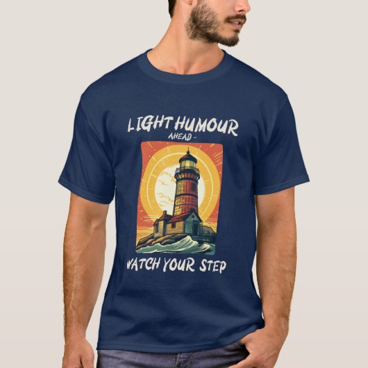 Cool Retro zonsondergang grappige vuurtoren T-shirt (Voorkant)