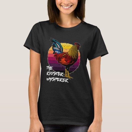 Cool Retro Zonsondergang Silhouet Mannelijke Kip H T-shirt (Voorkant)