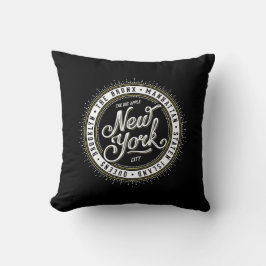 Cool Retro Zwart-wit New York City Logo Kussen