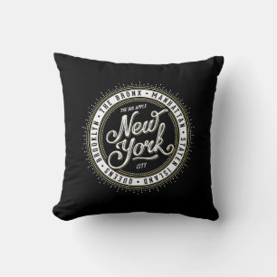 Cool Retro Zwart-wit New York City Logo Kussen