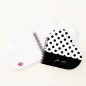 Cool Retro Zwart-Wit Stippenpatroon met Naam Notitieboek (Binnen)