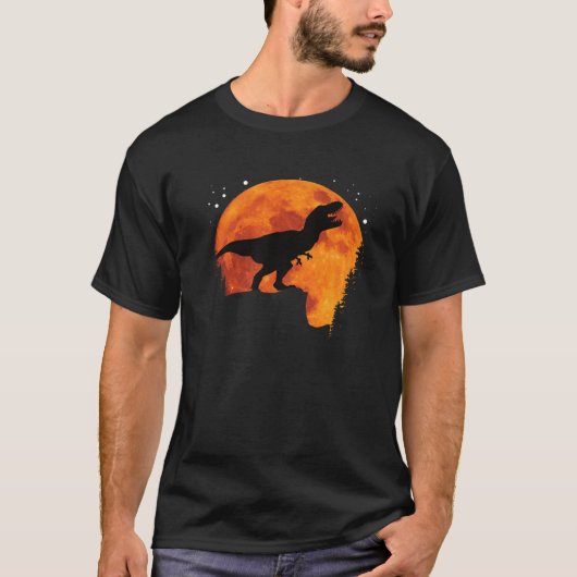 Cool Rex Dinosaur Saurus Moon World Earth Silhouet T-shirt (Voorkant)