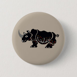 Cool RHINO - Bedreigde dieren grafiek Ronde Button 5,7 Cm