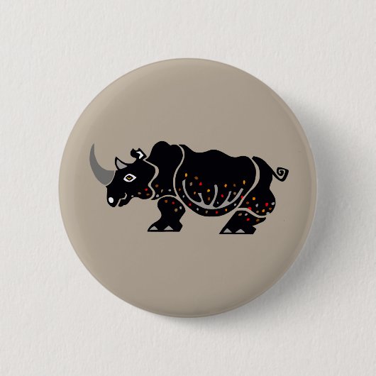 Cool RHINO - Bedreigde dieren grafiek Ronde Button 5,7 Cm (Voorkant)