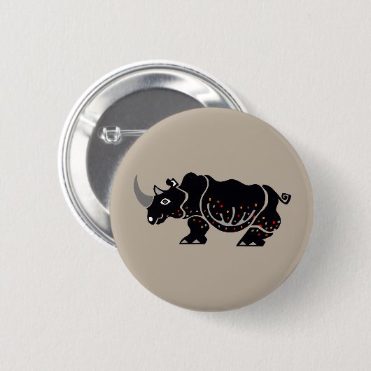 Cool RHINO - Bedreigde dieren grafiek Ronde Button 5,7 Cm (Voorkant /achterkant)