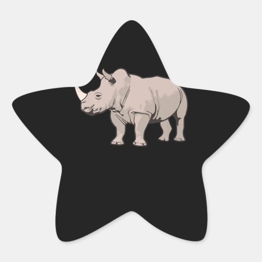 Cool Rhino | Cute Chubby Rhino Ster Sticker (Voorkant)