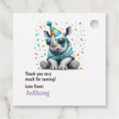 Cool Rhino "Wild One" Verjaardag Bedankjes Labels (Achterkant)