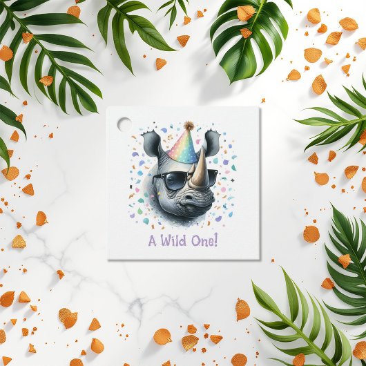Cool Rhino "Wild One" Verjaardag Bedankjes Labels