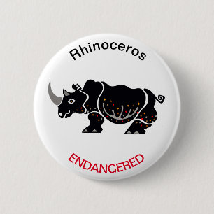 Cool RHINOCEROS - Bedreigde dieren - Ronde Button 5,7 Cm