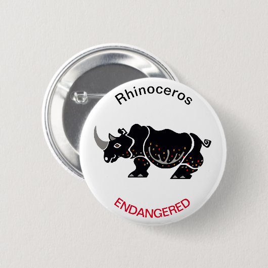 Cool RHINOCEROS - Bedreigde dieren - Ronde Button 5,7 Cm (Voorkant /achterkant)