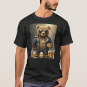 Cool Rich Bitcoin Teddy Bear Illustration Graphic  T-shirt (Voorkant)