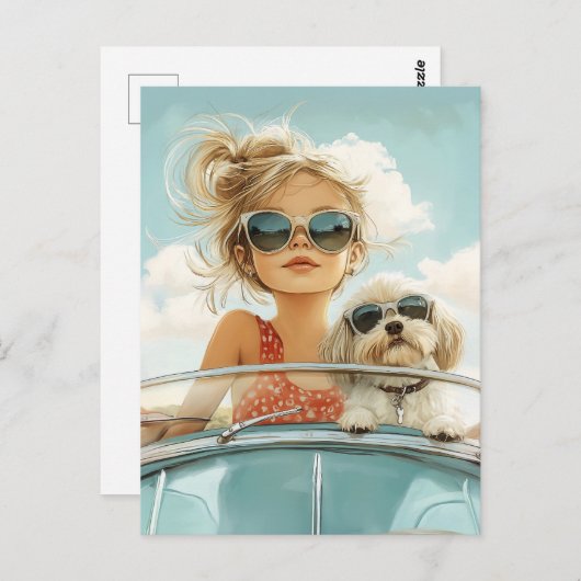 Cool Ride met Beste Vriend Briefkaart (Voorkant / Achterkant)