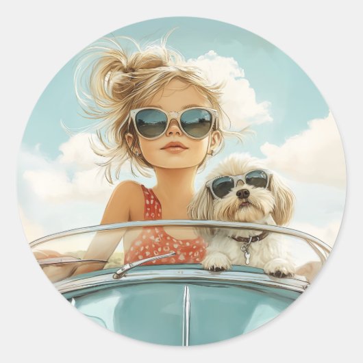 Cool Ride met Beste Vriend Ronde Sticker (Voorkant)