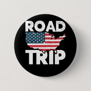 Cool Road Trip American Traveler USA Travel Ronde Button 5,7 Cm